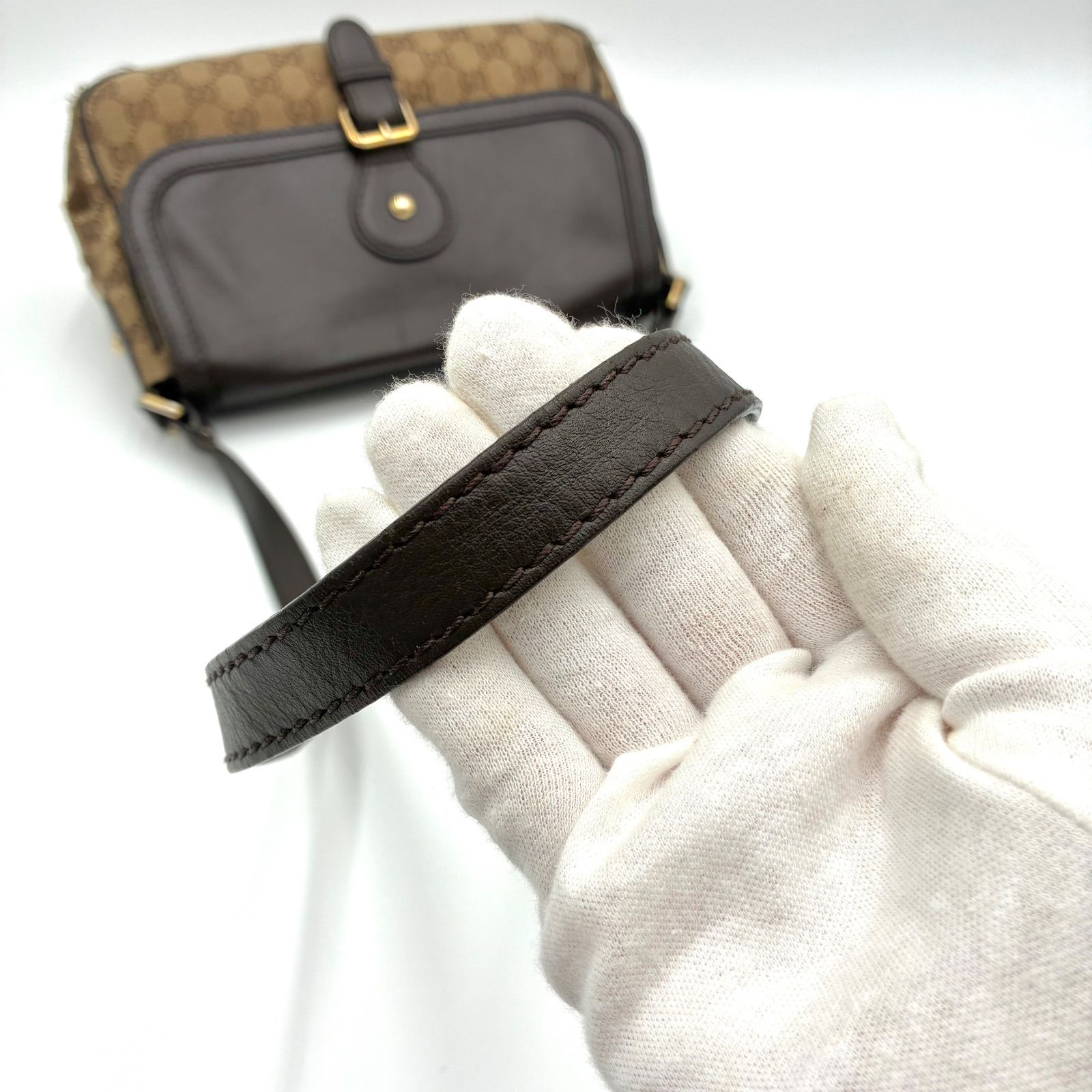 GUCCI グッチ GGキャンバス レザー ショルダーバッグ クロスボディ