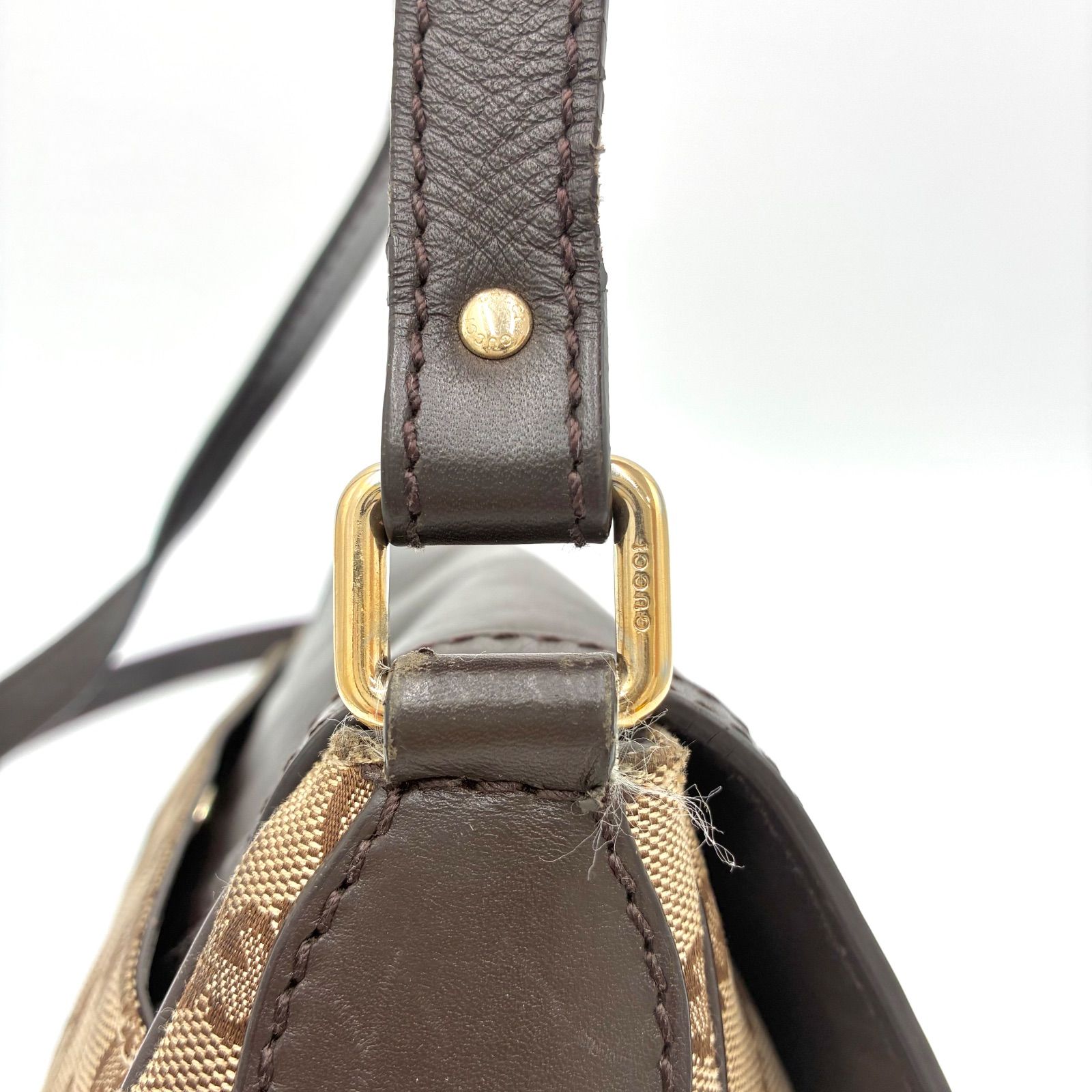 GUCCI グッチ GGキャンバス レザー ショルダーバッグ クロスボディ