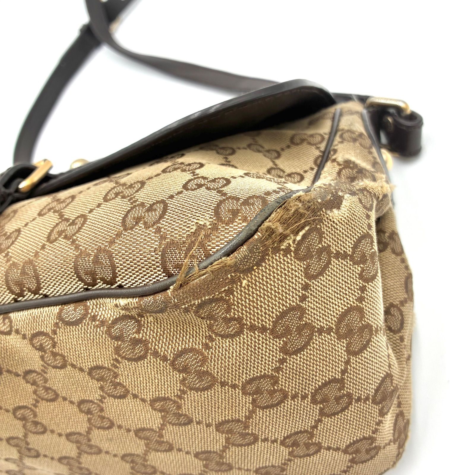 GUCCI グッチ GGキャンバス レザー ショルダーバッグ クロスボディ