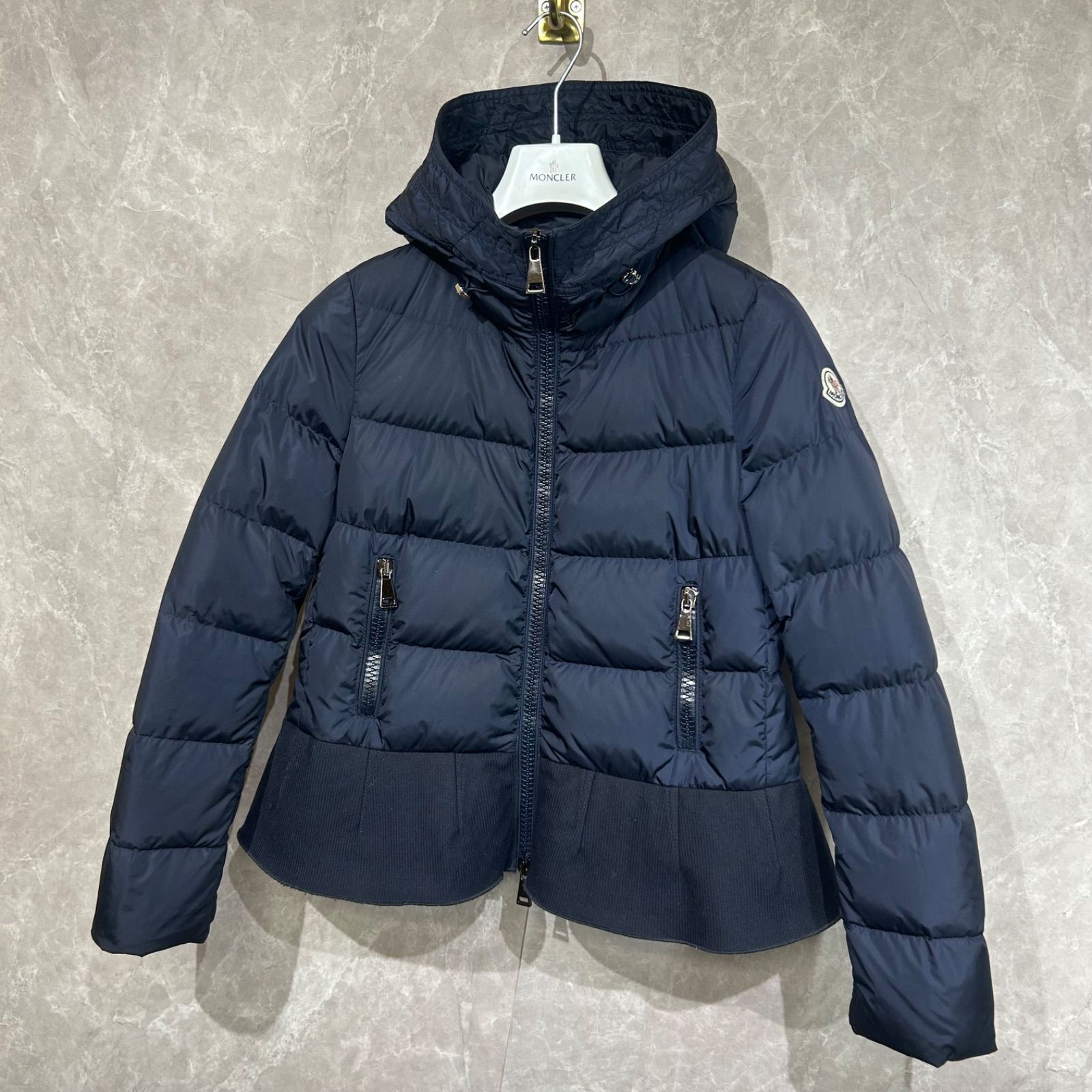 MONCLER モンクレールネセアNESEAペプラムネイビー ダウンジャケット0