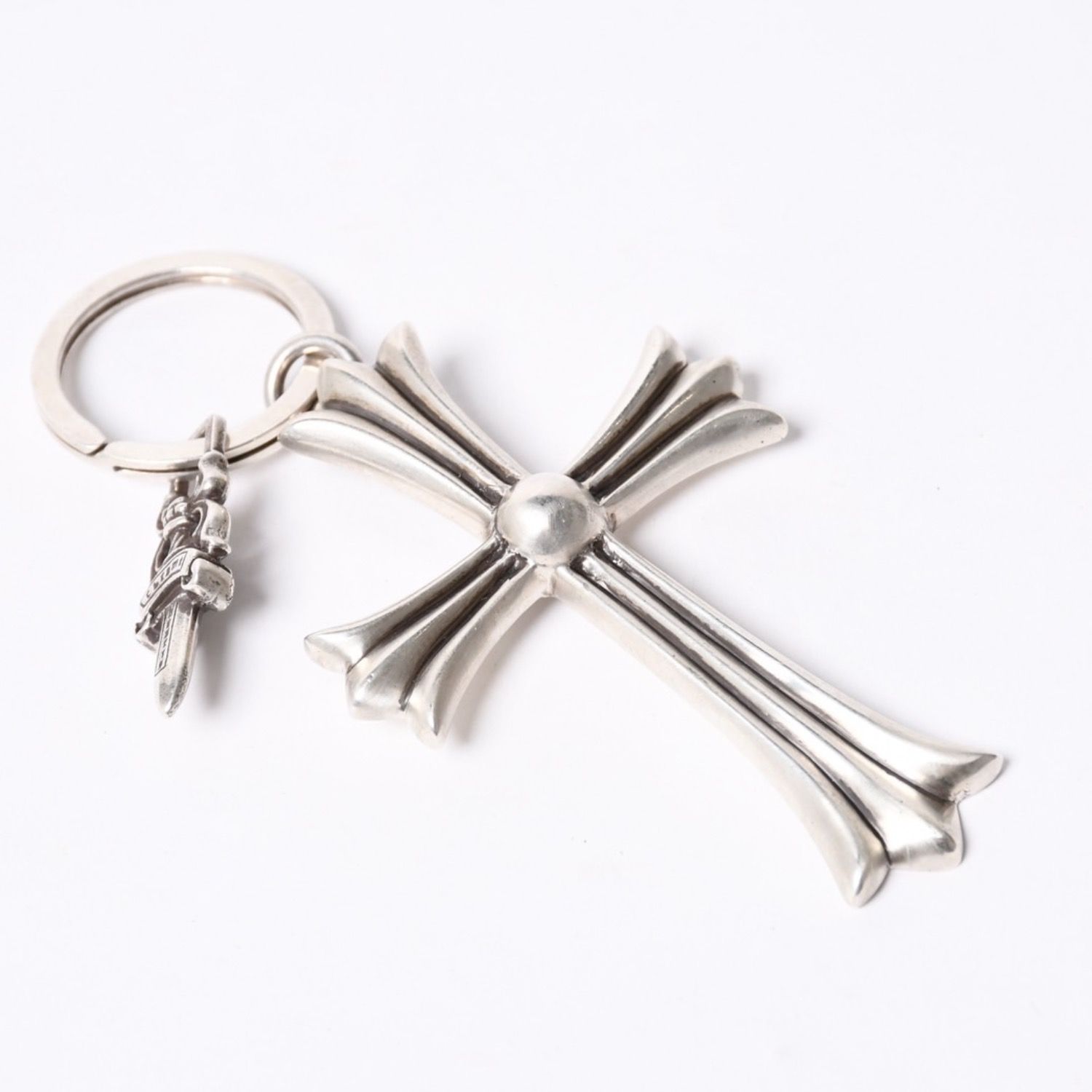 chクロムハーツ／ラージクロス キーリングのみ／ダガー無し／CHROME CHROME HEARTS クロムハーツ キーリング ラージクロス&ダガー シルバー
