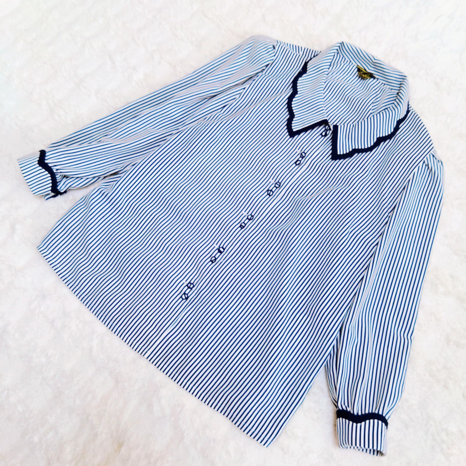 大きいサイズ】15＋ レリアン Leilian ストライプ ブラウス 上品 長袖