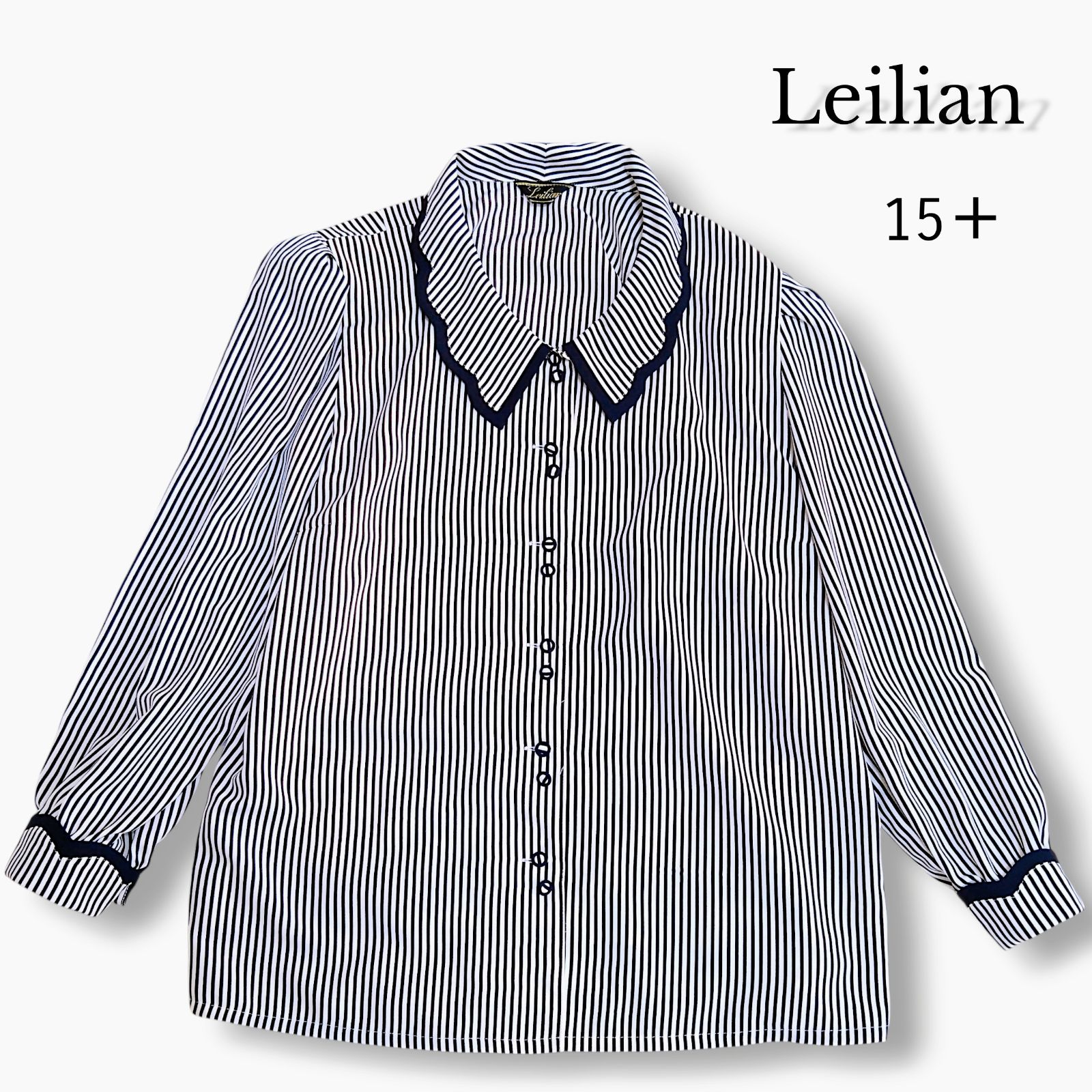 大きいサイズ】15＋ レリアン Leilian ストライプ ブラウス 上品 長袖 