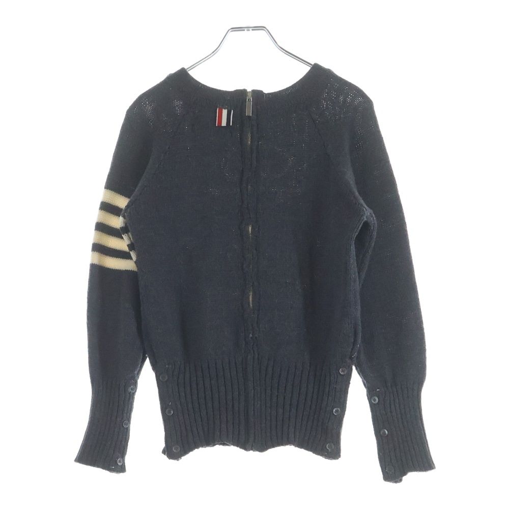 THOM BROWNE トムブラウン アンカーモチーフ ジップ カーディガン グレー MKA041AKP087 MKA041AKP087 THOM BROWNE (トムブラウン) アンカーモチーフ ジップ カーディガン