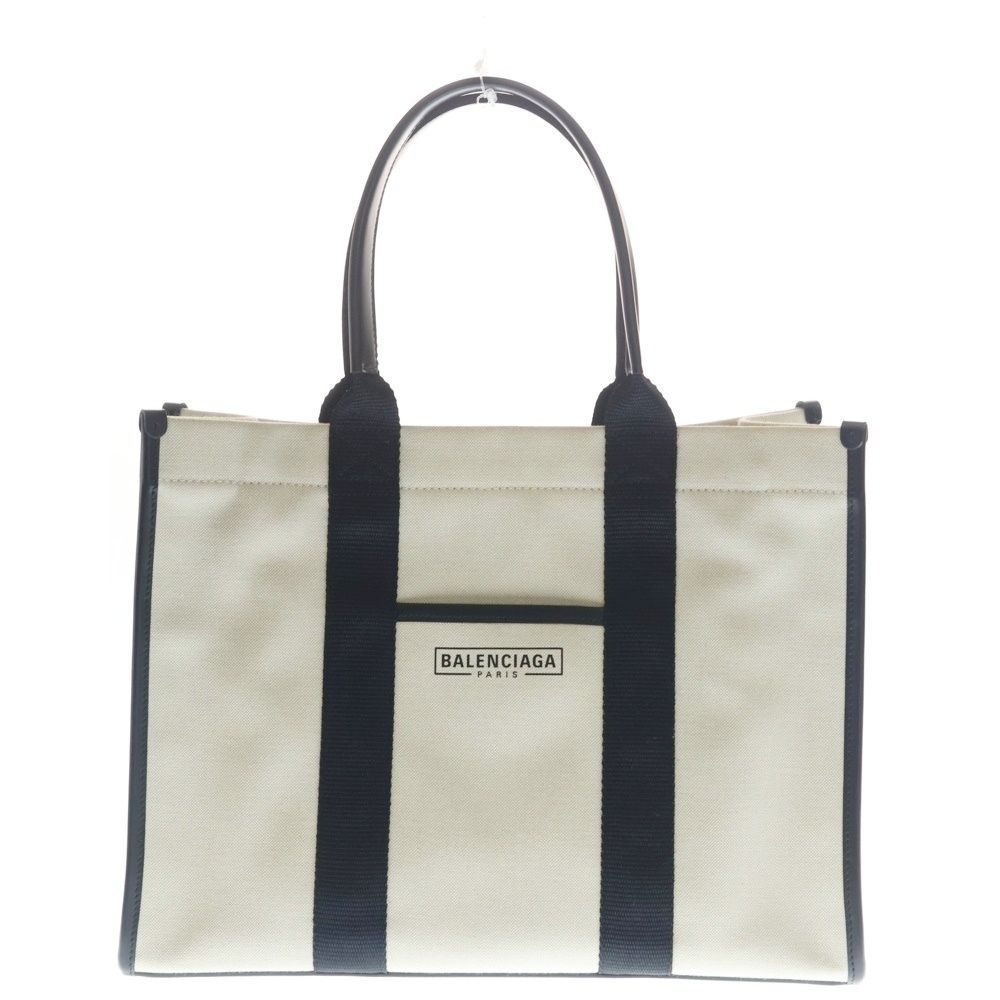 BALENCIAGA バレンシアガ ハードウェア キャンバス レザー 2WAY ハンド ショルダー トートバッグ アイボリー/ブラック 671400 BALENCIAGA (バレンシアガ) ハードウェア キャンバス レザー 2WAY