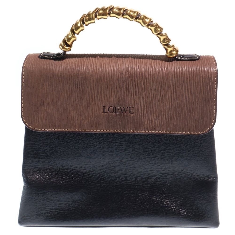 LOEWE (ロエベ) ベラスケス ハンドバッグ ブラウン×ブラック レザー 
