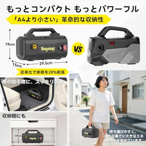 高圧洗浄機【12MPa・静音設計・無段階調整ノズル・A4用紙サイズ・超