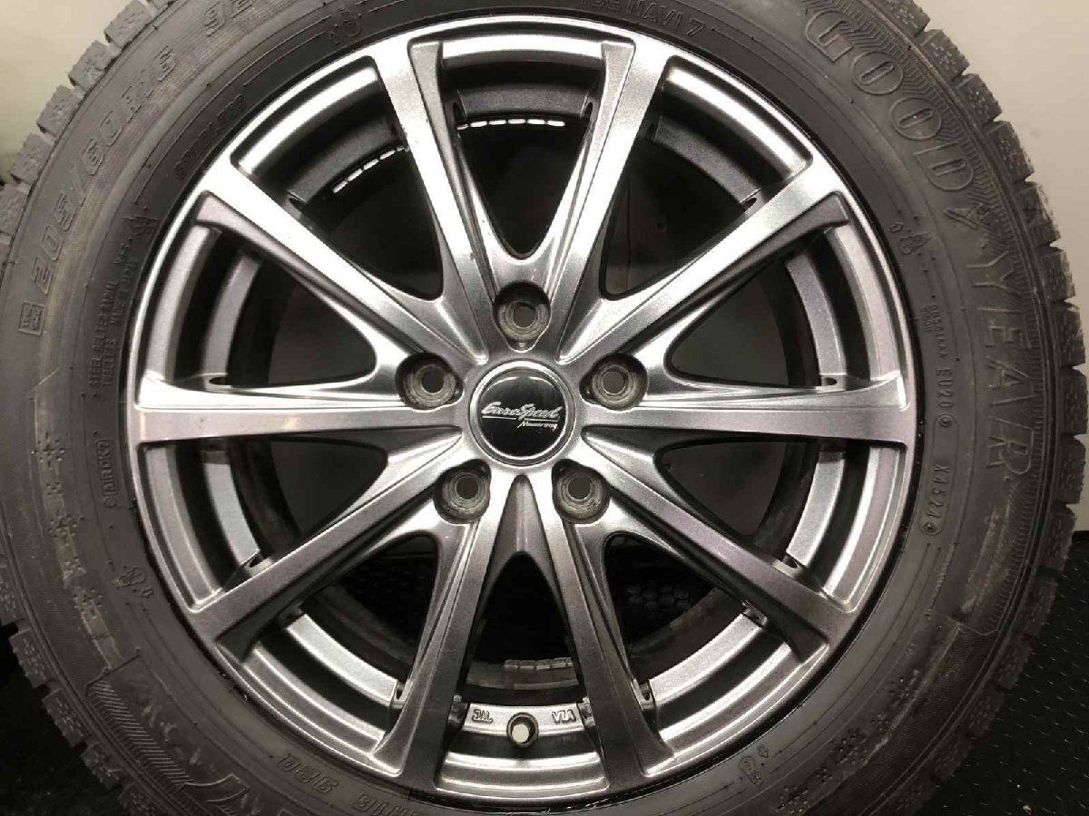 【GOODYEAR ICENAVI7 205/60R16】スタッドレス【LOXARNY SPORT 16インチ 4本 6.5J5HPCD114.3+53】22年製 バリ溝 ヴォクシー ノア等(KTL022) タイヤ走行短め【GY ICENAVI7 205/60R16】スタッドレス【EuroSpeed 16