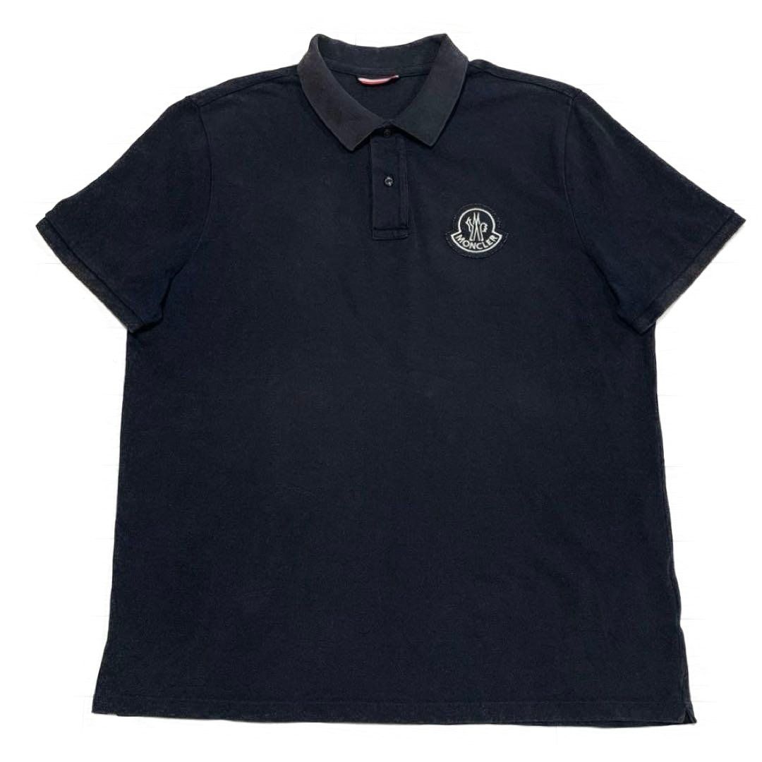 Moncler モンクレール ポロシャツ black Lサイズ ワッペンロゴ モンクレール 黒ワッペン ロゴ ブラック L ポロシャツ 5S399 MONCLER