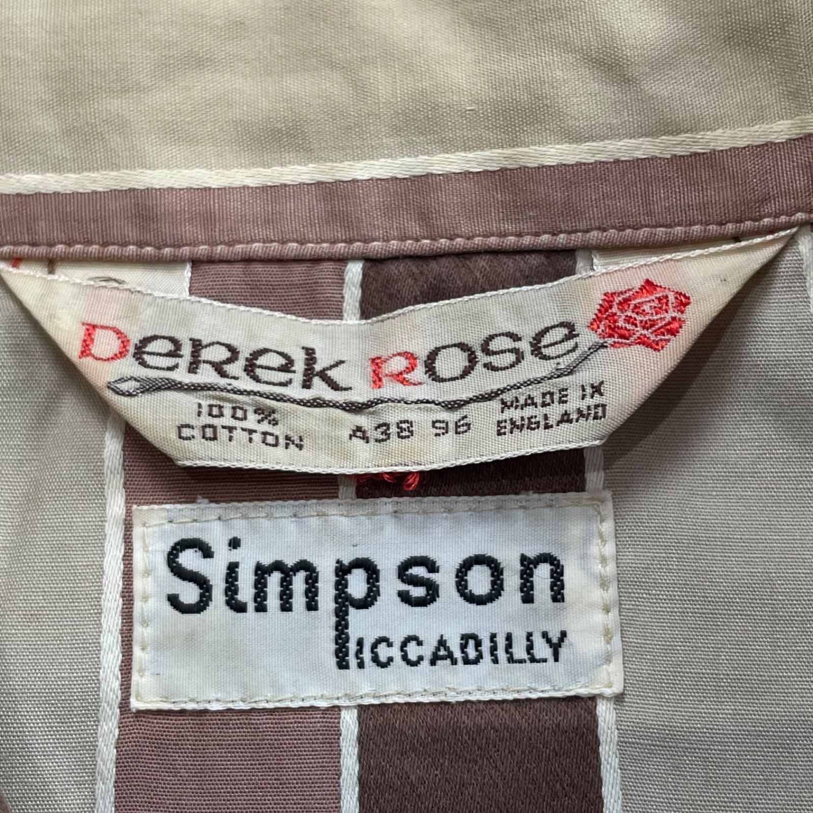 英国製 Vintage DEREK ROSE デレクローズ 英国高級パジャマ 長袖シャツ 
