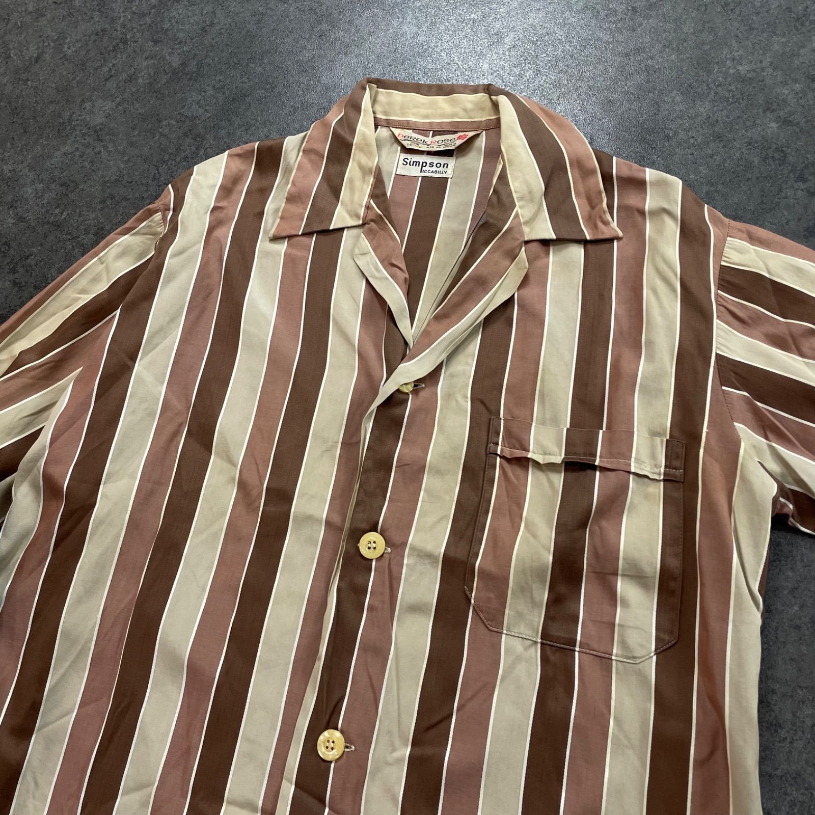 英国製 Vintage DEREK ROSE デレクローズ 英国高級パジャマ 長袖シャツ 