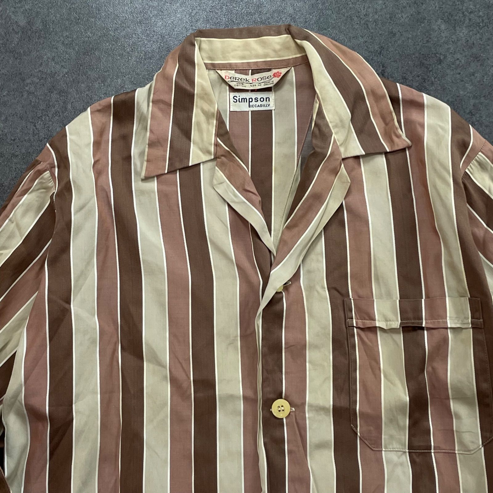 英国製 Vintage DEREK ROSE デレクローズ 英国高級パジャマ 長袖シャツ