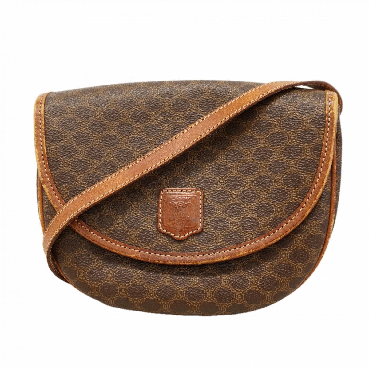 【6dc3831-k】セリーヌ ショルダーバッグ マカダム PVC ブラウン ゴールド金具【中古】レディース CELINE - 【6dc3831-k】セリーヌ ショルダーバッグ マカダム PVC