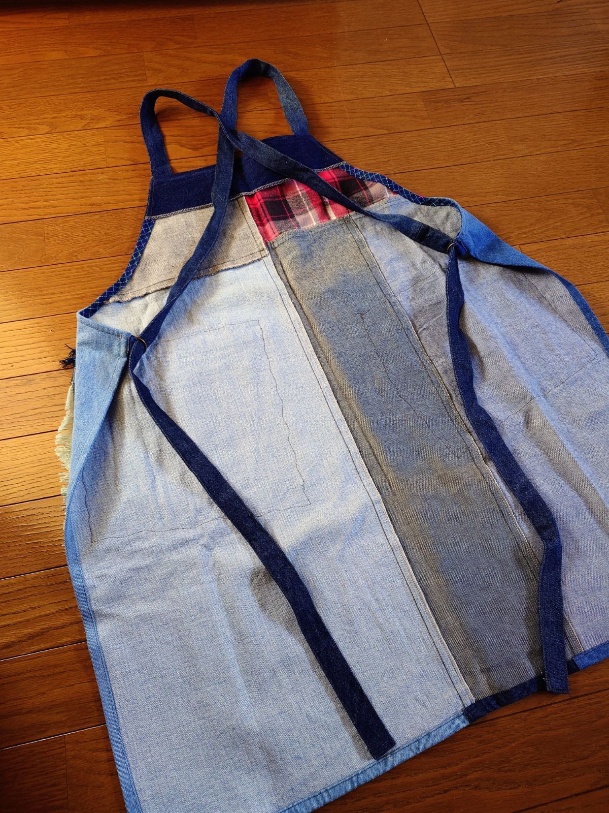 171☆USEDデニムリメイク☆エプロン☆パッチワークデニム☆DIY
