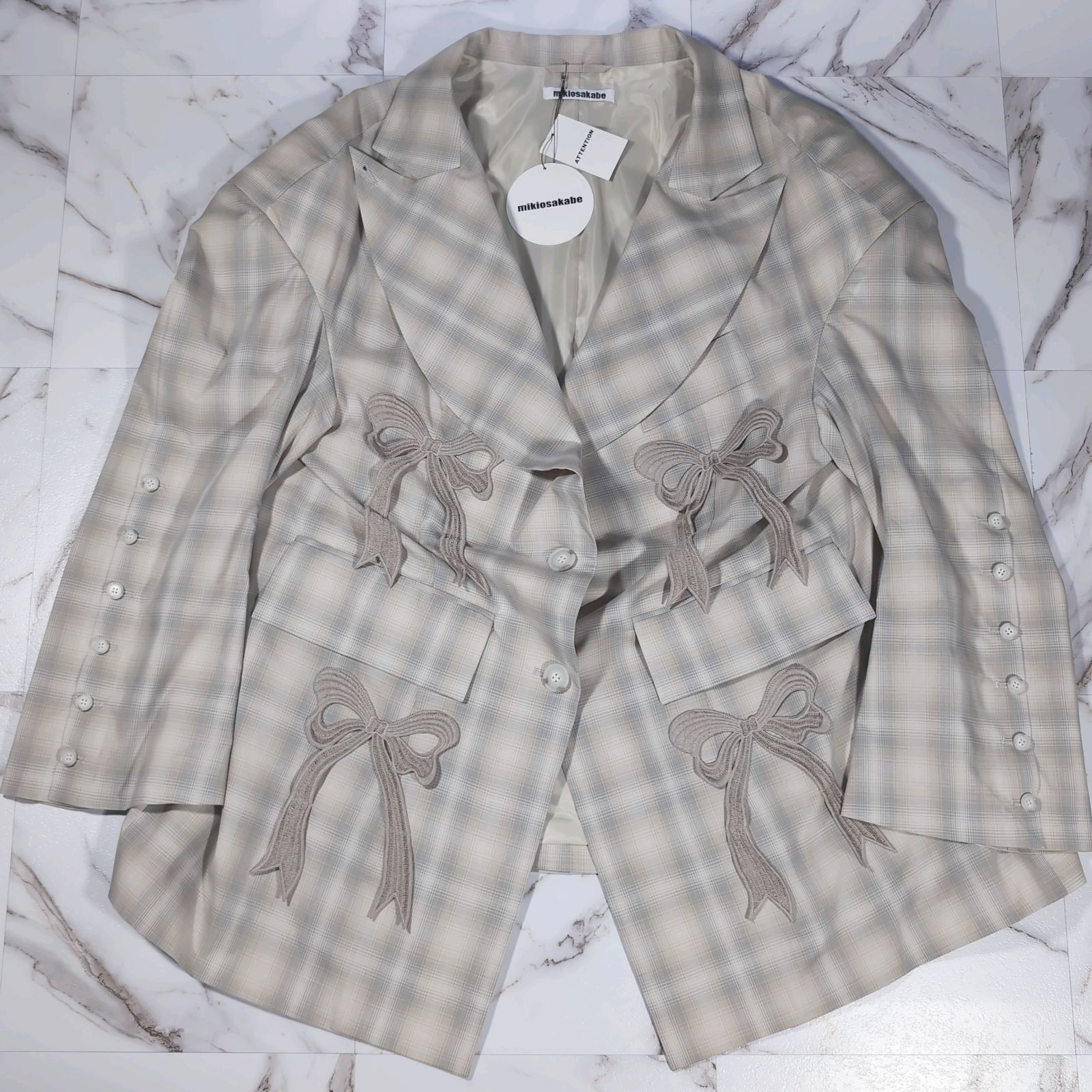 25SS mikiosakabe jenny fax 新品 タグ付 刺繍リボンモチーフ over 