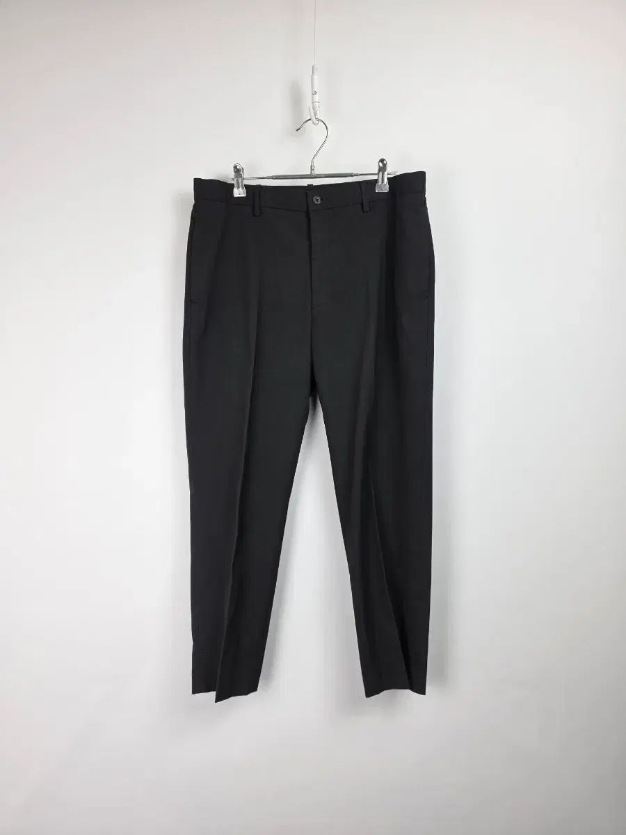 UNIQLO ブラック 밴딩 ストレッチ スーツ パンツ 9分 スラックス メンズ 34インチ 0422