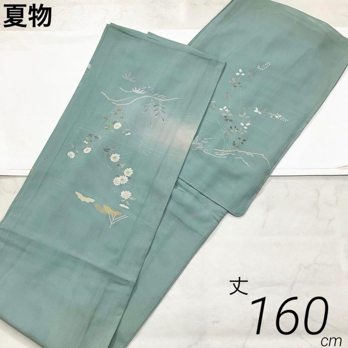 ◆kimono+one◆kimonoarisa◆厳選◆夏物夏着物◆未使用同然◆センスの良い附下訪問着◆駒絽織◆仕付け糸付き◆広襟◆ロング◆裄63.5肩丈160◆夏着物夏帯着物帯小紋普段着名古屋帯洒落袋帯半幅帯