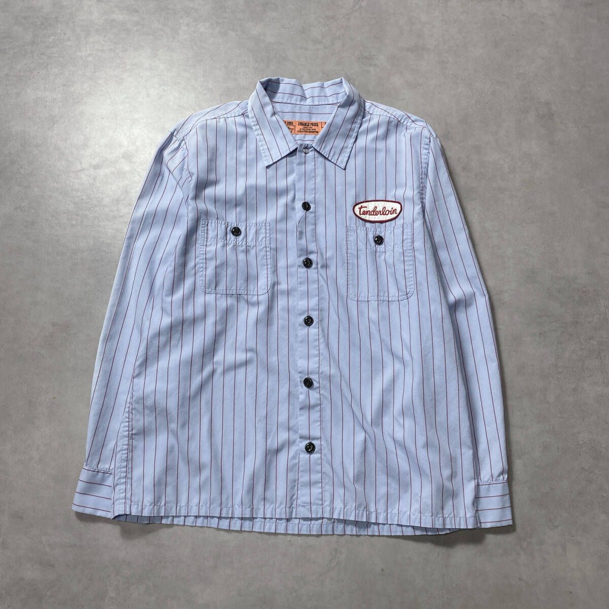 GQ5300◇TENDERLOIN : ストライプ ワークシャツ◇S◇水色系