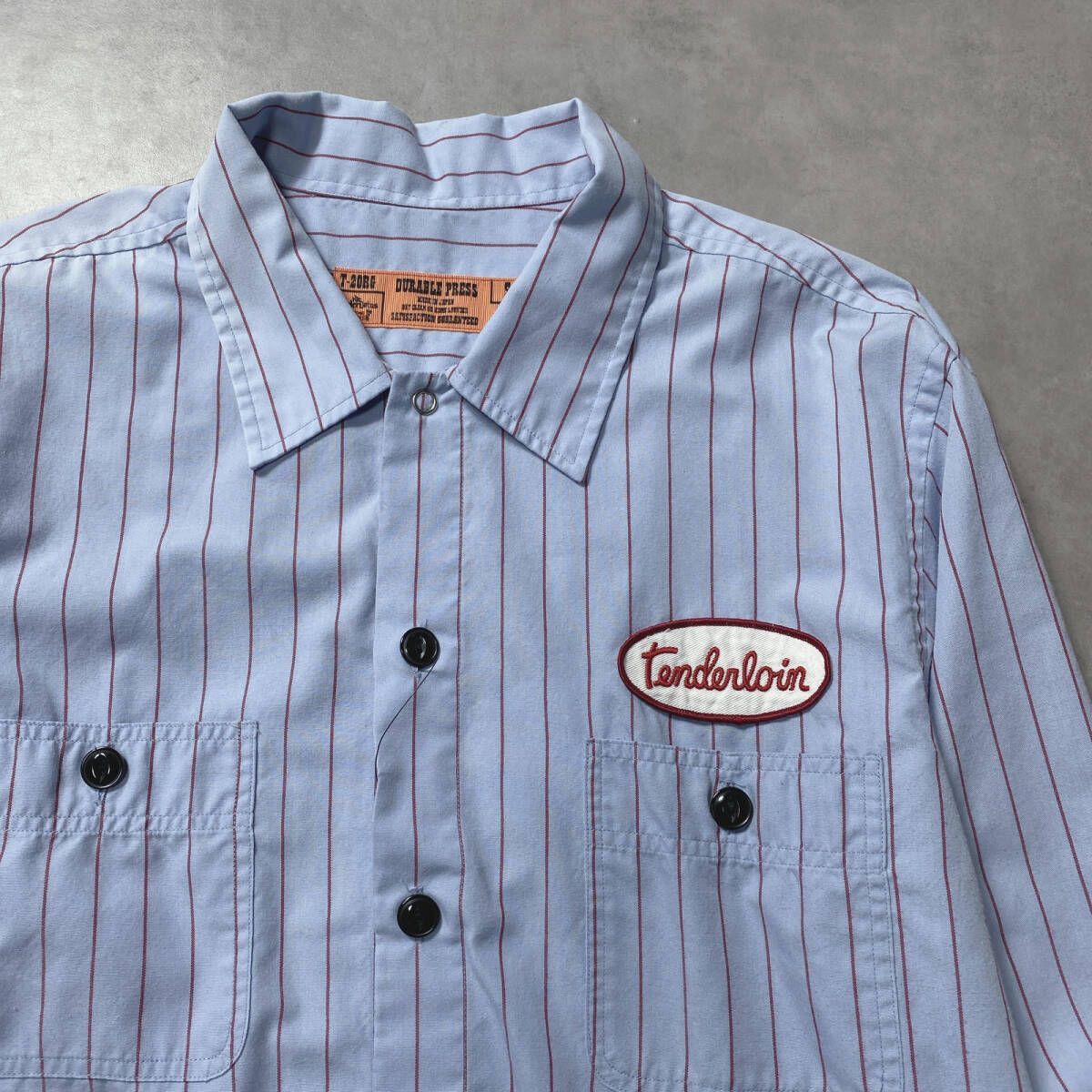 GQ5300◇TENDERLOIN : ストライプ ワークシャツ◇S◇水色系