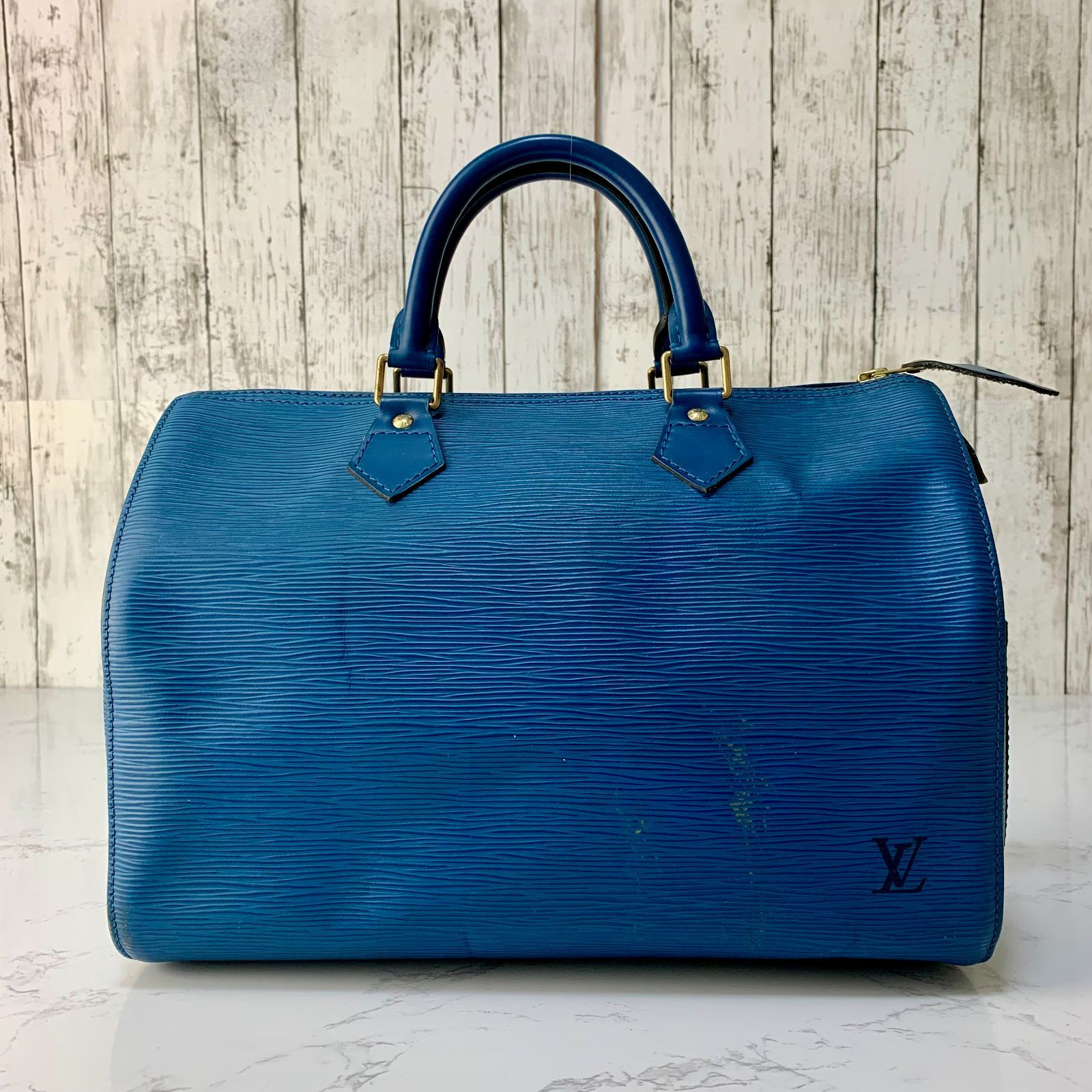 LOUIS VUITTON スピーディ 30 エピ ブルー ハンドバッグ ミニボストン