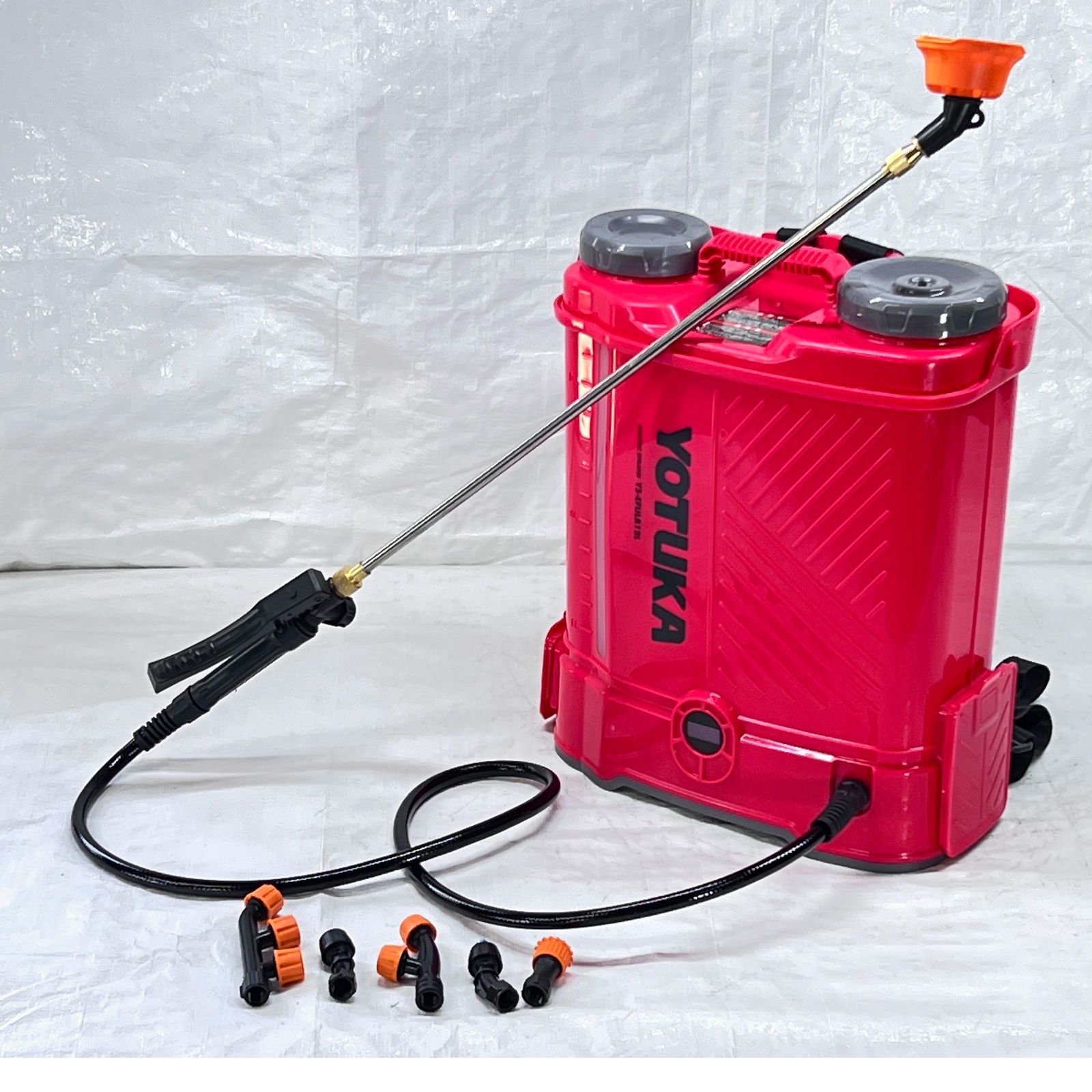 【展示品】 電動噴霧器 背負い式 12L バッテリー式 ノズル6種付 かき混ぜ機能付き レッド YS-EFULB12L 【1643-1】