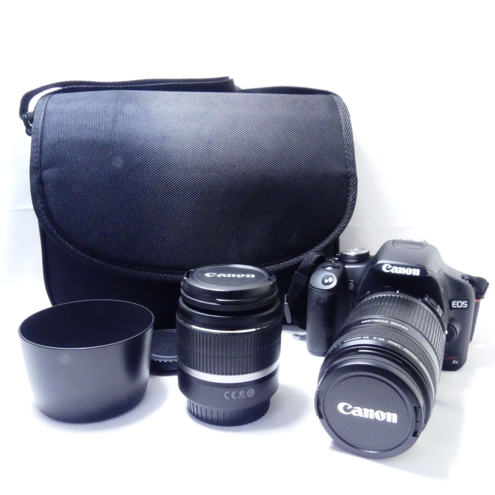 CANON EOS KISS X3 望遠レンズ55-250 ジャンク品 Canon EOS Kiss X3 EF-S 55-250mm 1:4-5.6 IS+EF-S 18-55mm 1:3.5-5.6