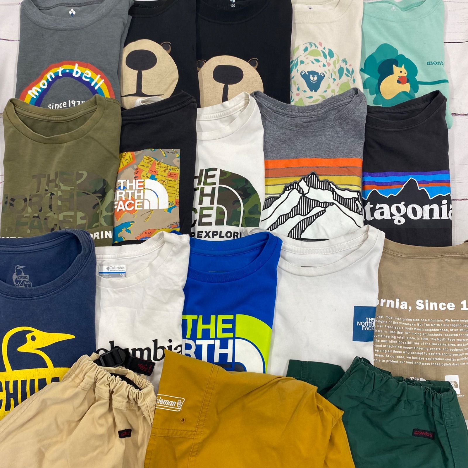 S712★ キッズ アウトドア まとめ18点セット 約130cm Tシャツ ズボン