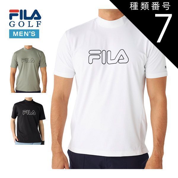種類7：ブラック(BK)/L フィラゴルフ ロゴ モックネック 半袖シャツ