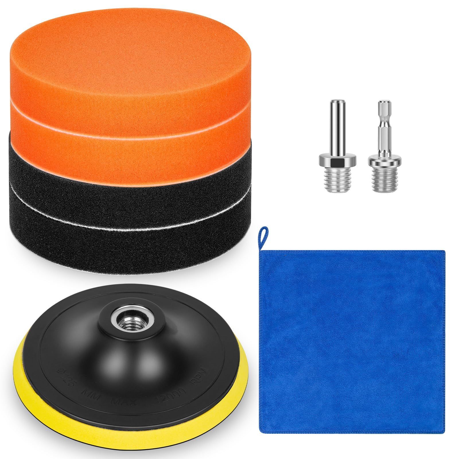 [Popular Item] Magic Precision Buffing Pad Car Wash Set, 8 Piece Car Polishing Pad, Felt Buff, 125mm, Microfiber, High Speed Finishing Pad, Car Polishing Sponge, Glass Polishing, Polishing, Buffing Finish, Water Scale Remover, Mirror Polisher, Cylindrical Hexagon Shaft, Polisher, Cylindrical Hexagon Shaft, Polisher