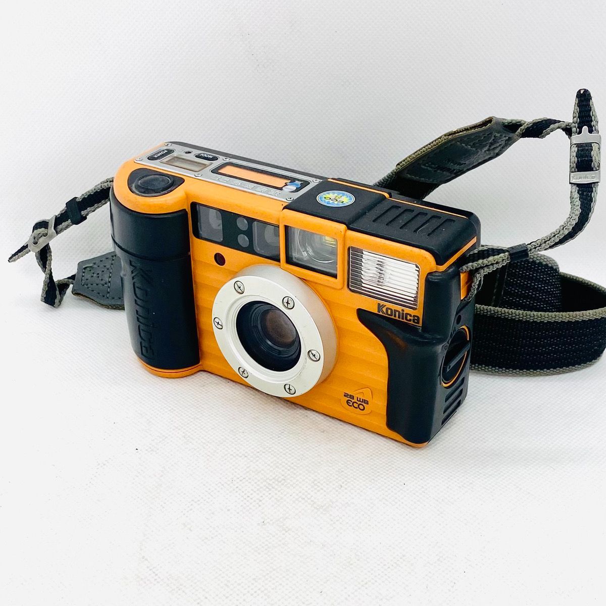 フィルムカメラ KONIKA 現場監督 28WB オレンジ レンズ・ボディ清掃済み♪ Konica コニカ 現場監督 28 WB ECO オレンジ