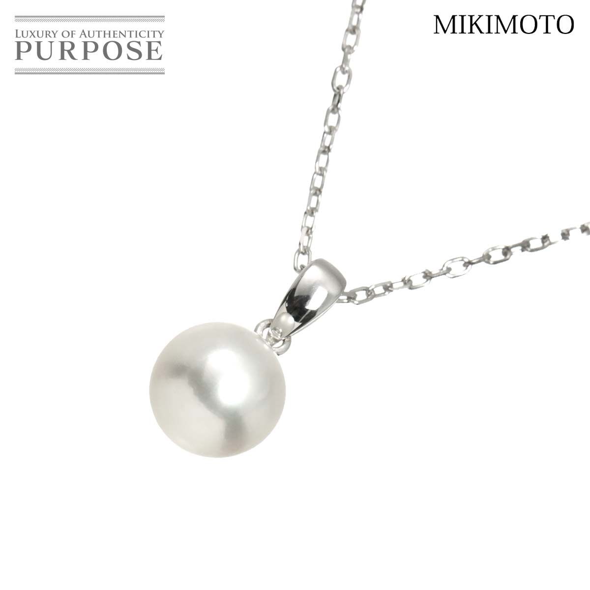 ミキモト MIKIMOTO アコヤ真珠 7.6-4.8mm ダイヤ ネックレス 41cm UM