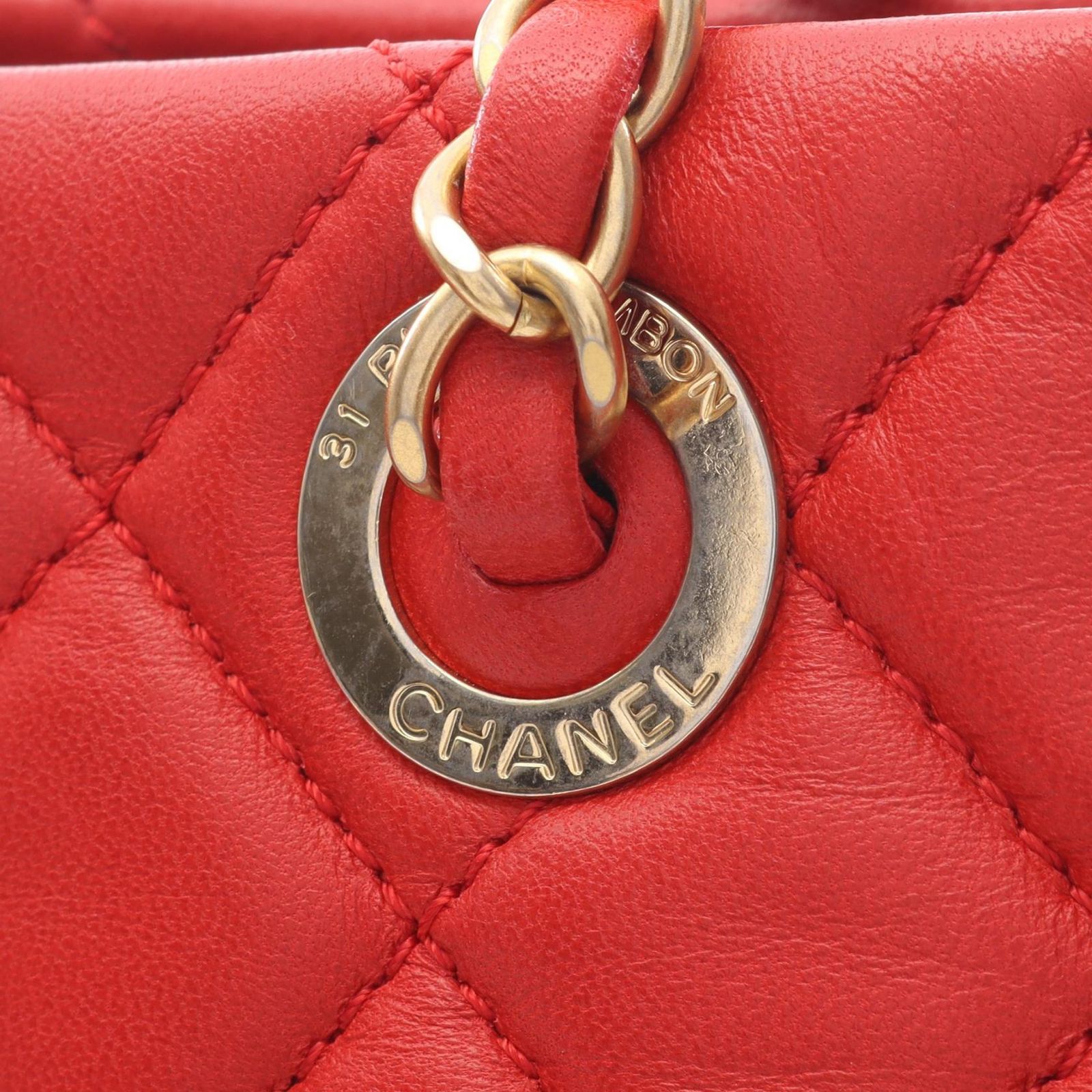 シャネル CHANEL トートバッグ マトラッセ レッド ラムスキン（羊革 
