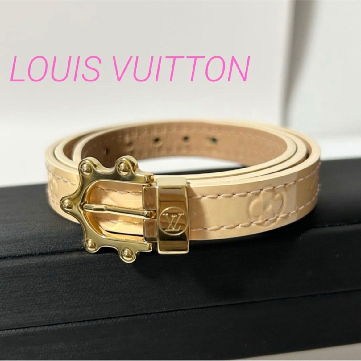 LOUIS VUITTON ヴェルニ ベルト ブレスレット ベージュ LOUIS VUITTON ルイヴィトン M91402 ヴェルニ ブラスレ・トリプル