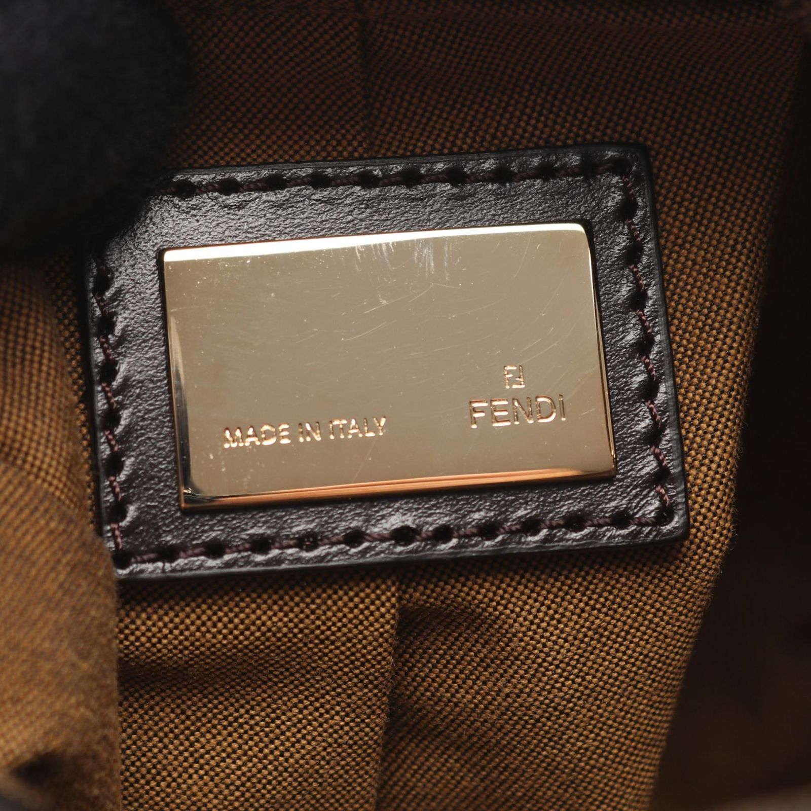 MAICAT専用　美品　FENDI ズッカ　レザー　ロゴ　ストレッチファブリック フェンディ FENDI ハンドバッグ ズッカ 8BK044 ブラック/ブラウン
