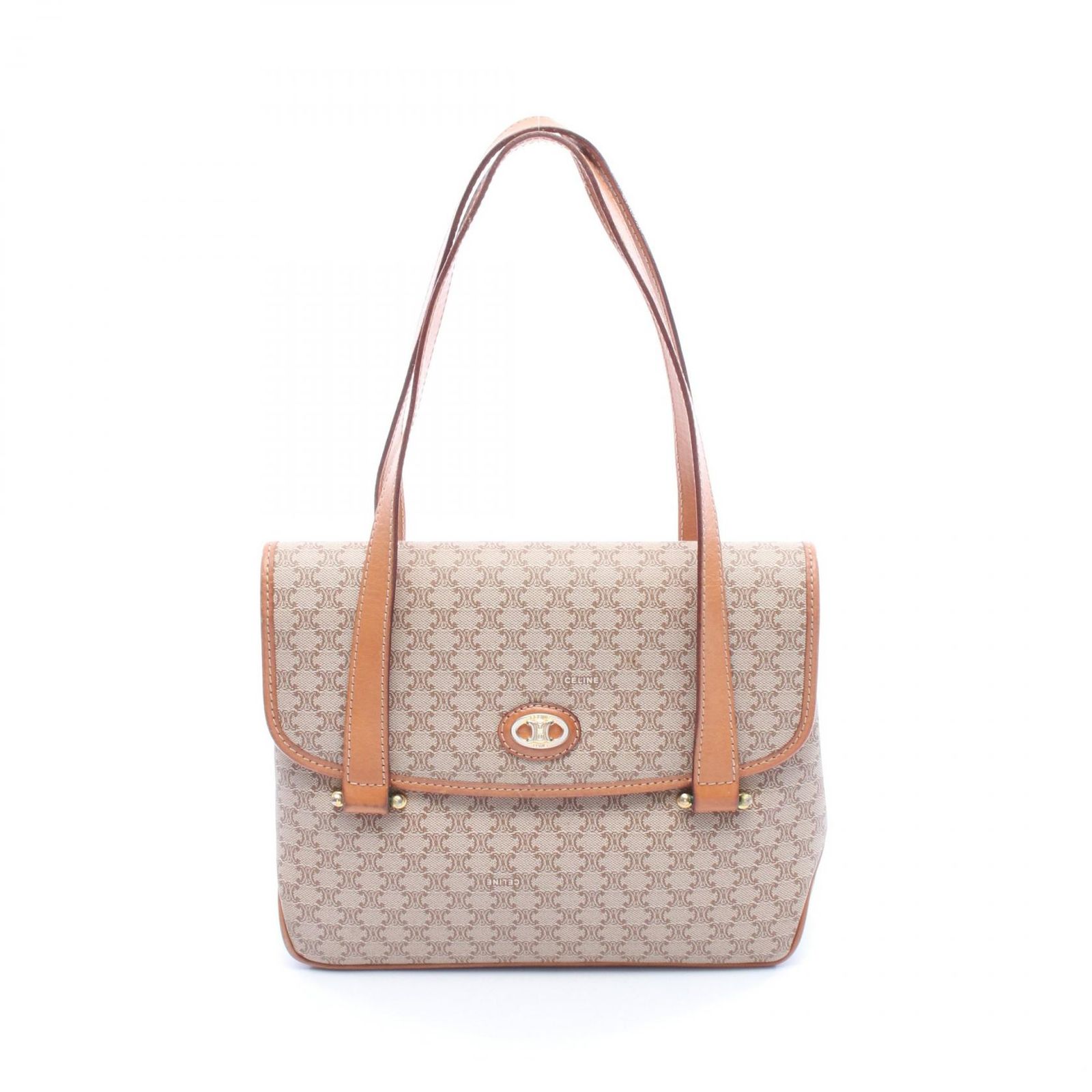 CELINE ベージュ ハンドバッグ　Cxマカダム VINTAGE CELINE/セリーヌ】ハンドバッグ macadam（ハンドバッグ