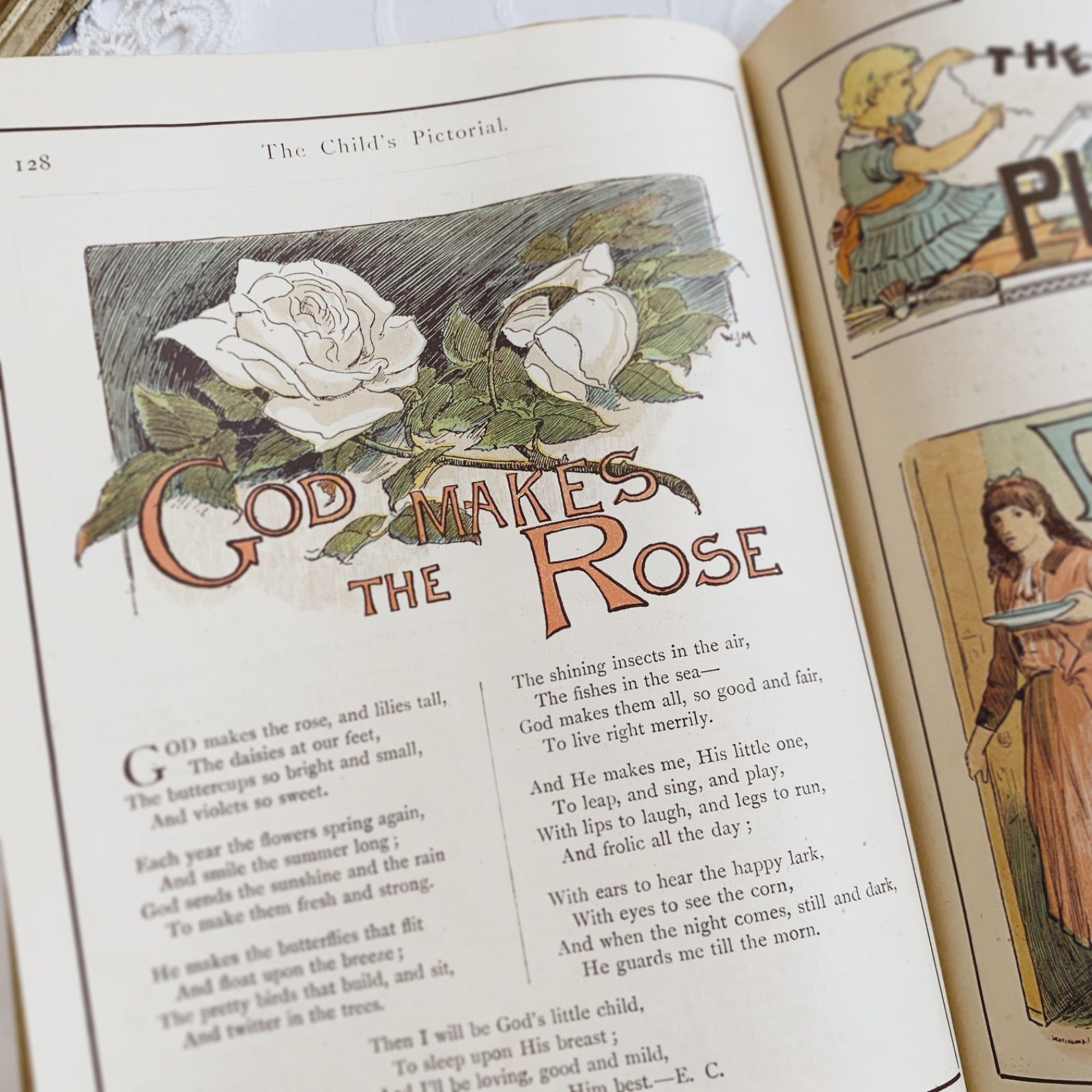 稀少1887アンティーク絵本 洋書古書 児童書 ヴィクトリアン ヴンテージ 1890年1月-12月号 印刷の深みも素敵な英国アンティーク児童書