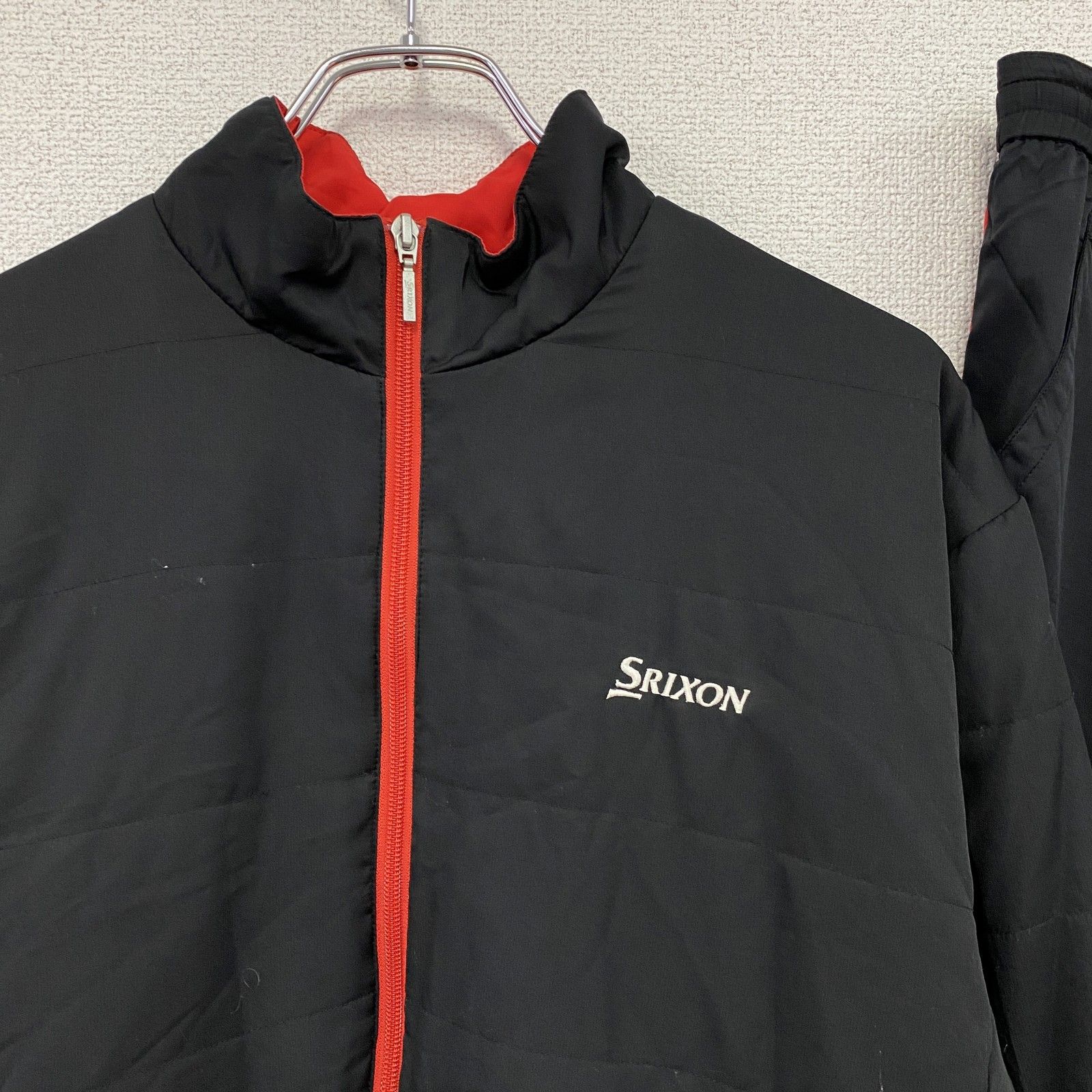 SRIXON スリクソン ナイロン ジャケット セットアップ 3L ブラック ストレッチ ワンポイント 切り替え フルジップ ジャケット (SRIXON
