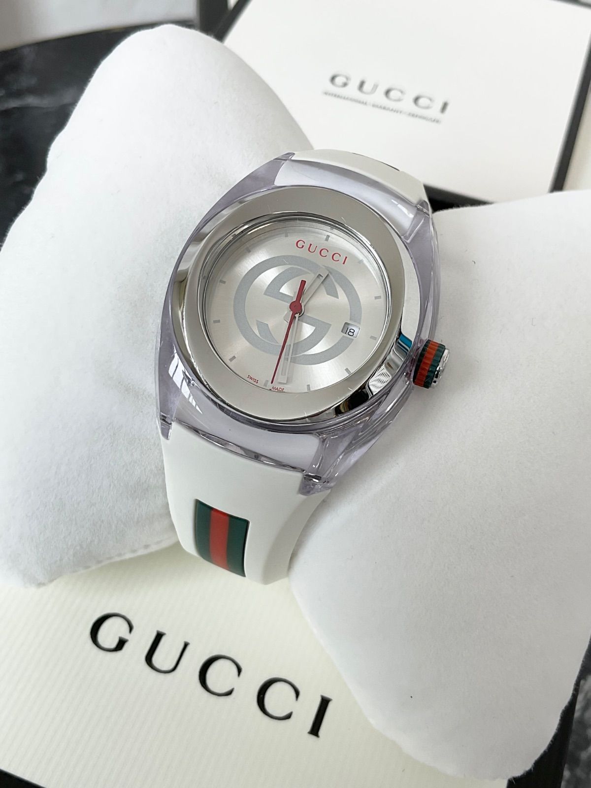 中古】グッチ クォーツ GUCCI 腕時計 シンク YA137302 SS 白 シェリー