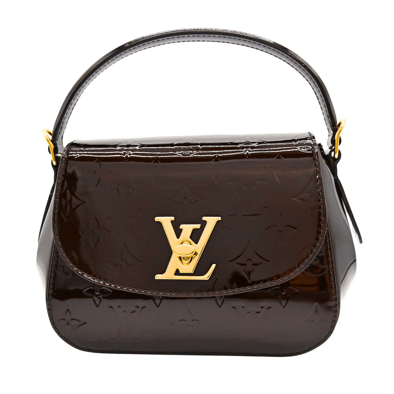 LOUIS VUITTON ルイヴィトン ヴェルニ パサデナ ２WAYハンドバッグ アマラント パテント ブラウン 茶 ゴールド金具 (30197)