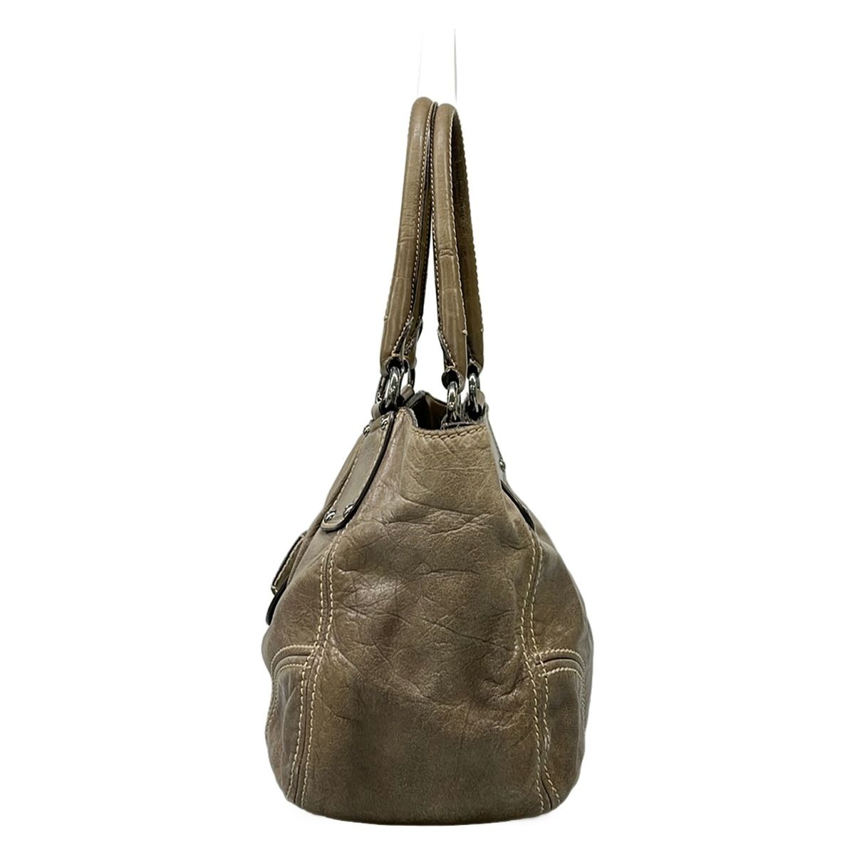PRADA(プラダ) ショルダーバッグ - BR4660 カーキ 革タグ レザー