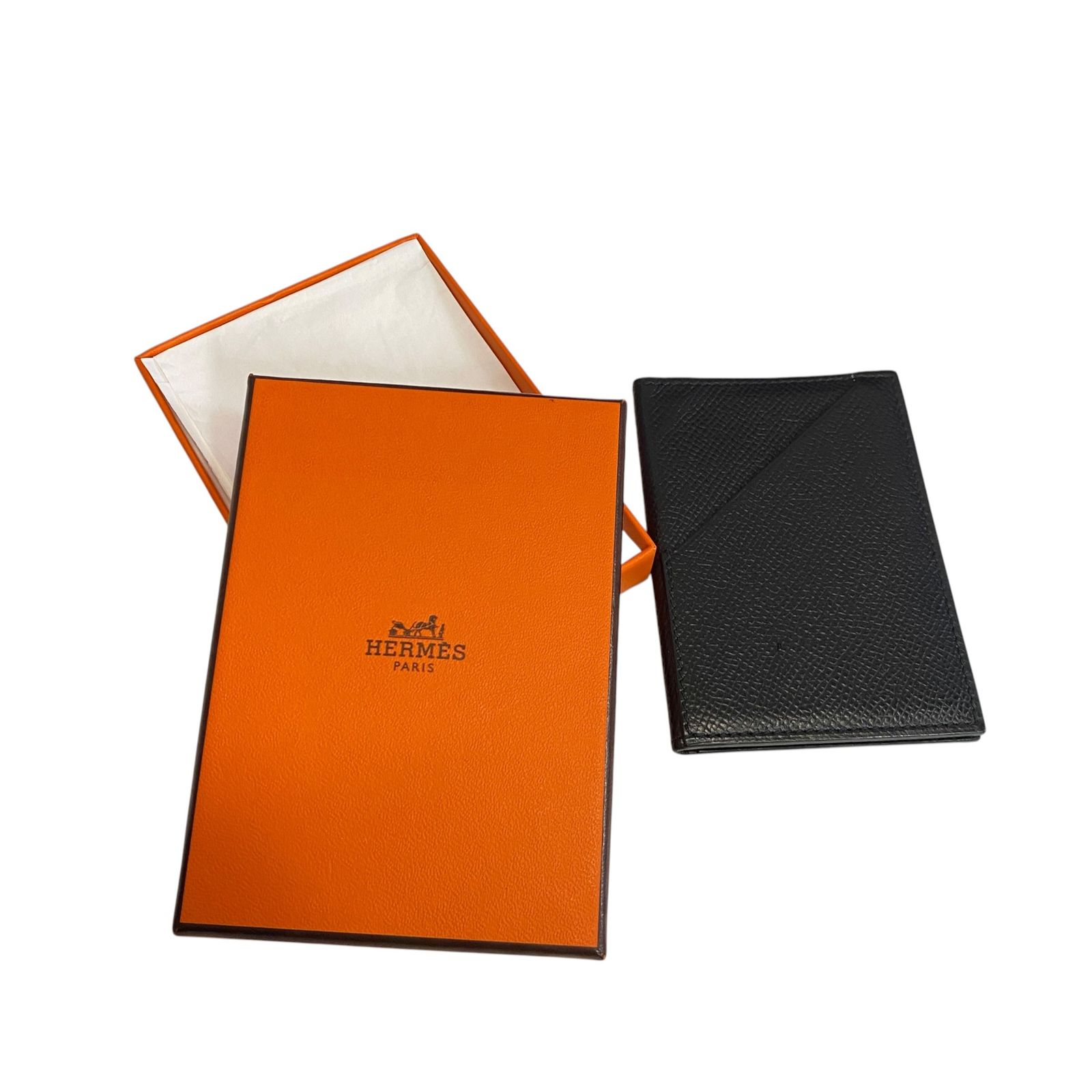 Hermes エルメス カードケース 黒 ブラック 箱付き レザー 名刺入れ 