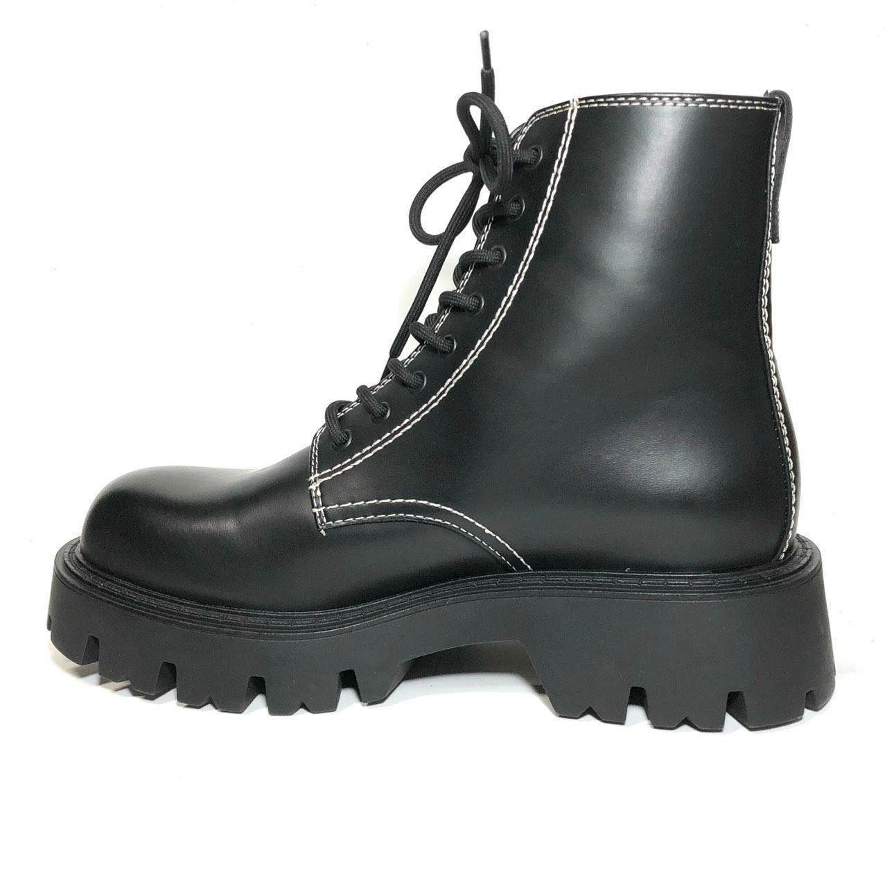 ZARA レースアップブーツ 40 ブラック 黒 厚底 ザラ ヒール5cm メンズ 