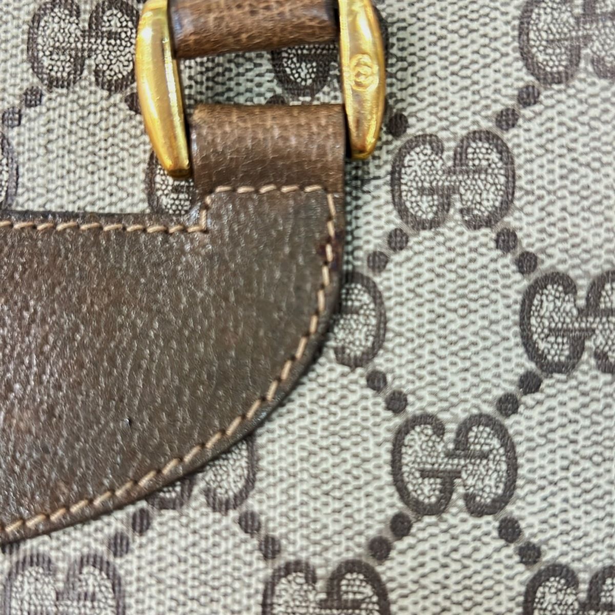 GUCCI(グッチ) ショルダーバッグ オールドグッチ,GGツインズ ライトグレー×ダークグレー×カーキブラウン レザー GUCCI(グッチ) ショルダーバッグ オールドグッチ,GGツインズ ライト