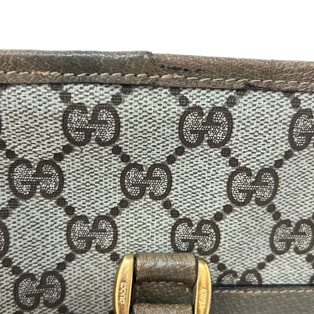 GUCCI(グッチ) ショルダーバッグ オールドグッチ,GGツインズ ライトグレー×ダークグレー×カーキブラウン レザー GUCCI(グッチ) ショルダーバッグ オールドグッチ,GGツインズ ライト