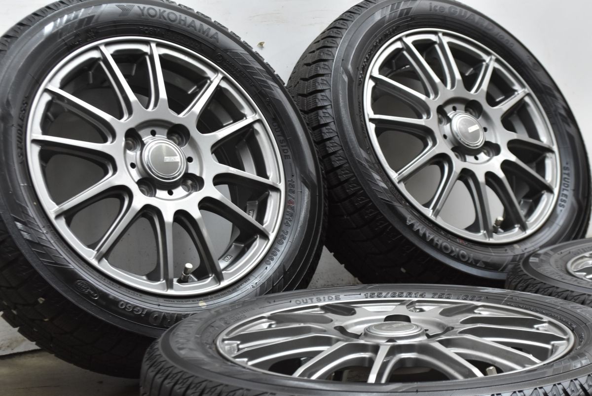 バリ溝】WEZEN 14in 4.5J +45 PCD100 ヨコハマ アイスガード iG60 155
