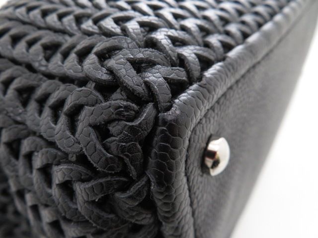 CHANEL シャネル ココマーク チェーントートバッグ A28002 ショルダーバッグ
 カーフ ブラック レディース【中古】【473】 CHANEL シャネル ココマーク チェーントートバッグ A28002 ショルダー