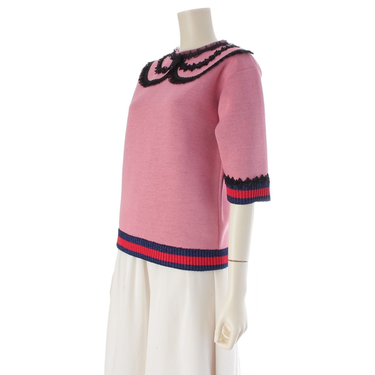 グッチ　GUCCI レース　ピンク　スカート　シェリーライン　リボン　ミケーレ グッチ シェリーライン レース ボンディング 半袖 トップス 458341