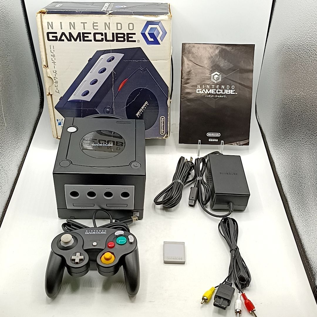 【中古動作品】任天堂 ゲームキューブ ブラック 外箱・説明書付属 本体一式セット コントローラー メモリーカード Nintendo Gamecube NGC