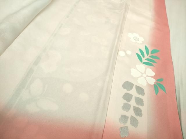 平和屋着物●極上　英王室献上友禅作家　木下勝功　訪問着　刺繍　舞桜鴛鴦　四季花蝶文　金彩　逸品　DZAB5885kh6 平和屋着物○極上 英王室献上友禅作家 木下勝功 訪問着 刺繍 舞桜鴛鴦