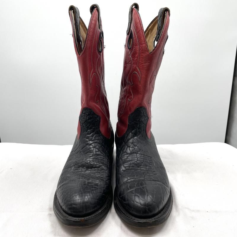 中古】BOULET ウエスタンブーツ 8h CANADA製 ブラック×レッド ブーレイ